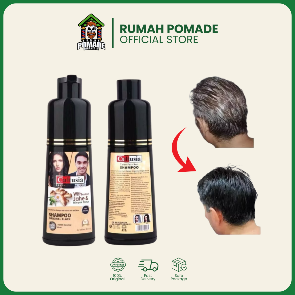 Cultusia Shampoo Original Black 160 ML BPOM - Shampo Pewarna rambut hitam anti uban Shampo Warna cok