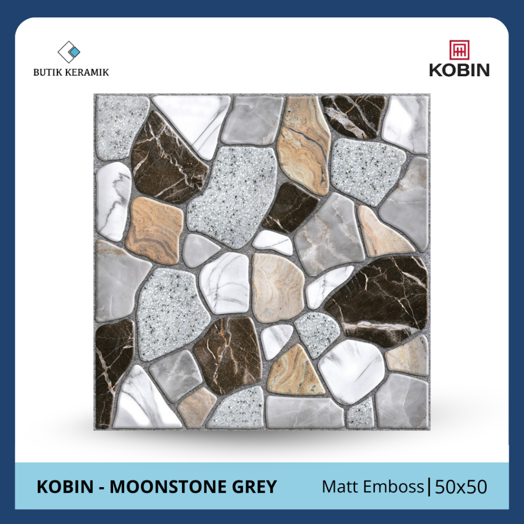 Keramik 50x50 Matt Emboss | Kobin | Moonstone Series | Matt Emboss | Grade A / KW 1 | Keramik Lantai