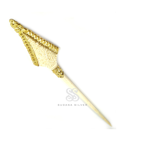 Tusuk Konde Cucuk Rambut Perak Silver 925 Gold Plated Handcarving Bali