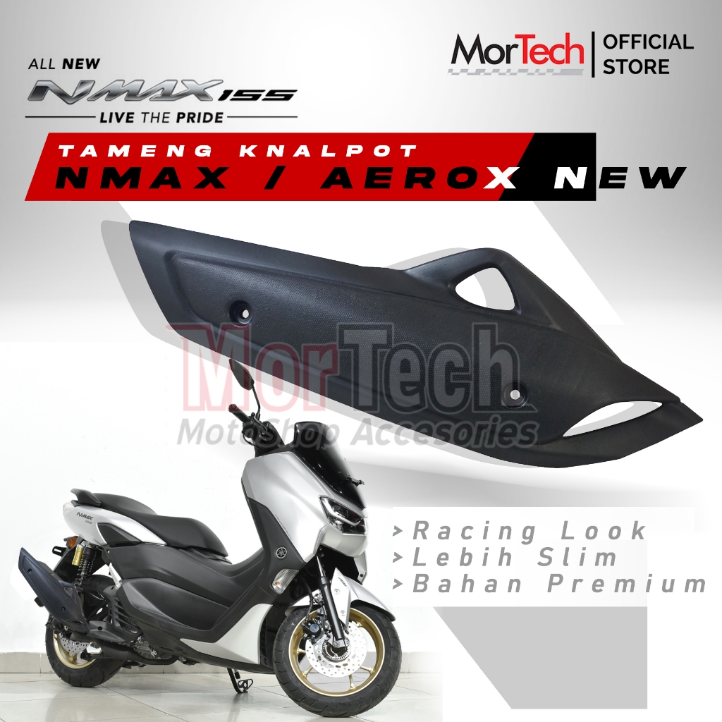 Tameng Cover Knalpot Potong Racing Look SLim Nmax Neo / Nmax New 2020 / Aerox New Connected Cover Tu