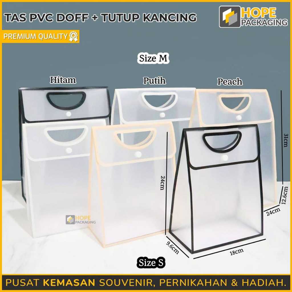 Tas Mika + Tutup Kancing / Goodie Bag Doff Transparan / Tas Hampers Ultah / Tas Bingkisan / Tas Doff