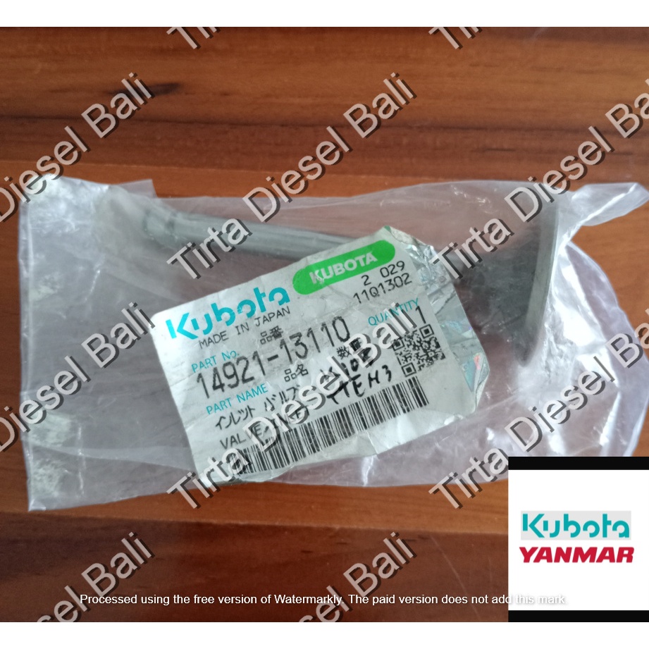 KUBOTA VALVE IN INLET INTAKE KLEP MINYAK KND 95 - 105 14921-13110 ORIGINAL