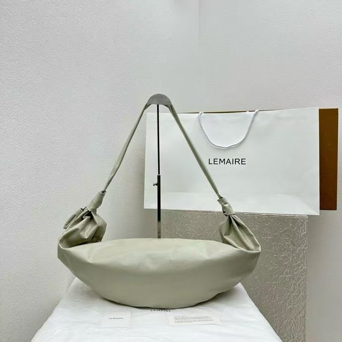 Lemaire Croissant cow horn shoulder bag with large oil wax white 8820