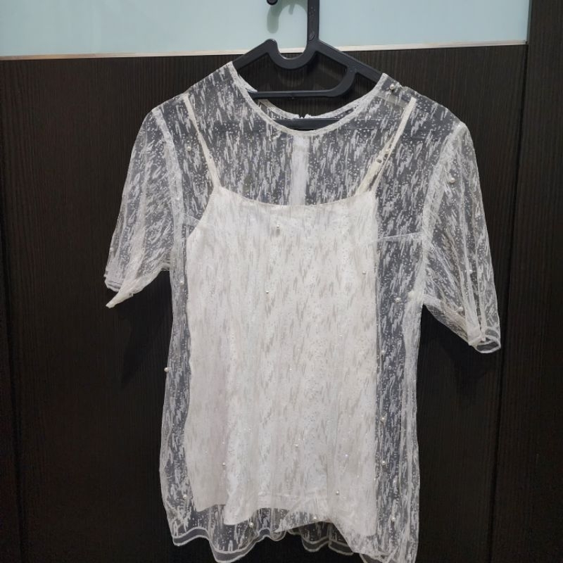 atasan brokat putih + dalaman