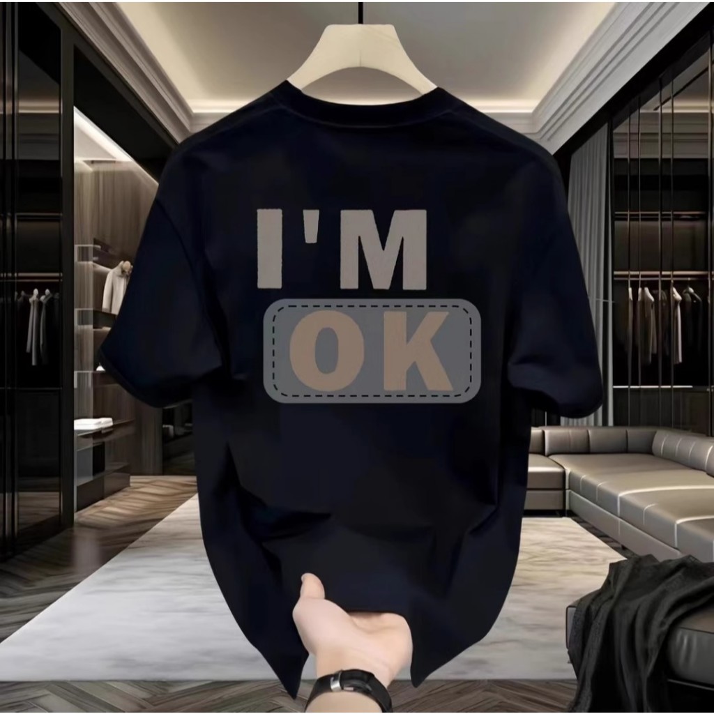 CODKaos pria kekinian/Kaos distro pria/Baju atasan cowok/Kaos Pria I'M OK Sablon Keren – Baju Hitam 