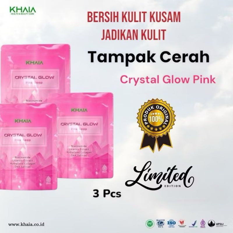3 Pcs Sabun Khaia DNA Salmon Crystal Glow Pink | Skincare Soap Mencerahkan Wajah
