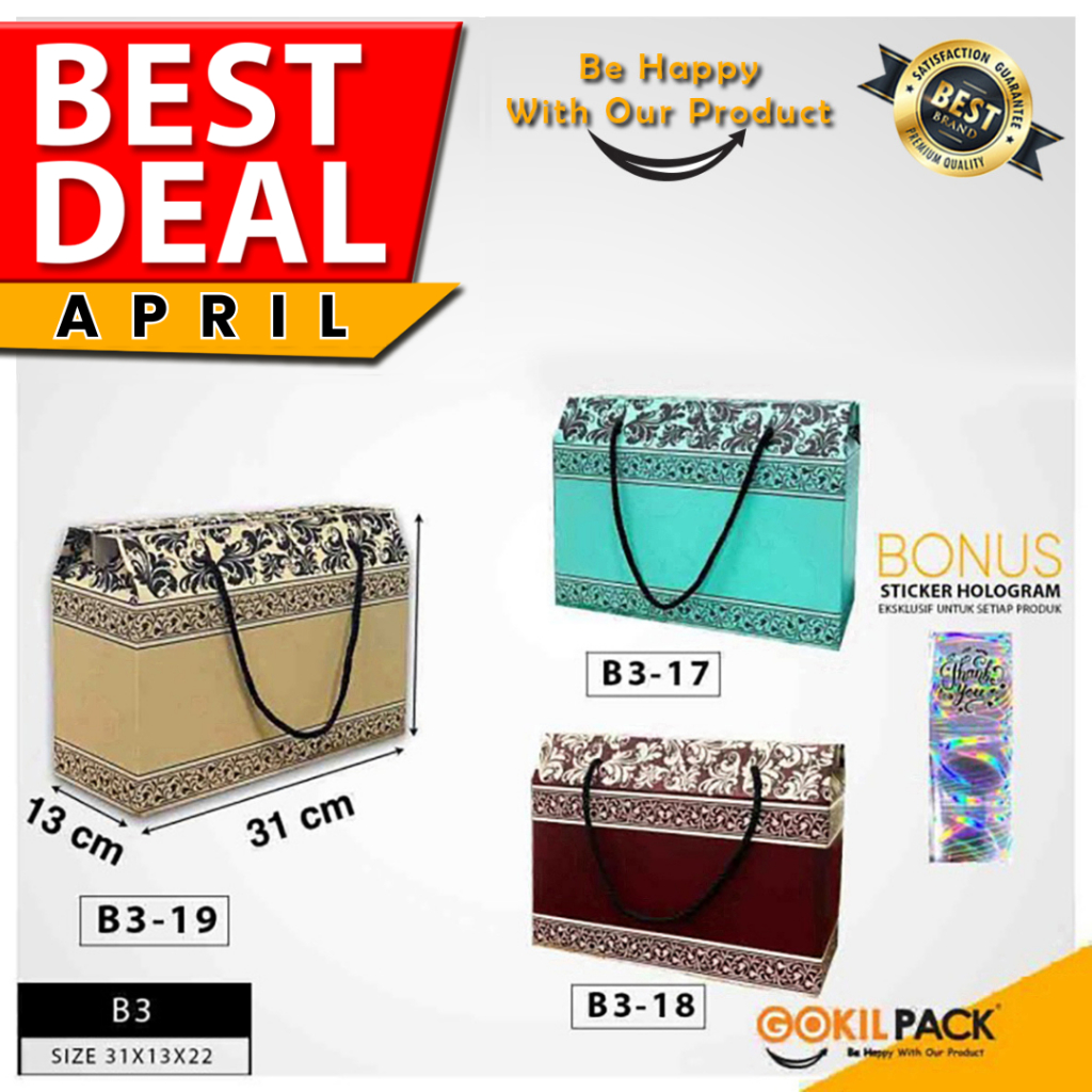 

Kotak Kado|Gable|Kue|Hampers|Serbaguna|Dus|Box|Packaging|31X13X22|B3