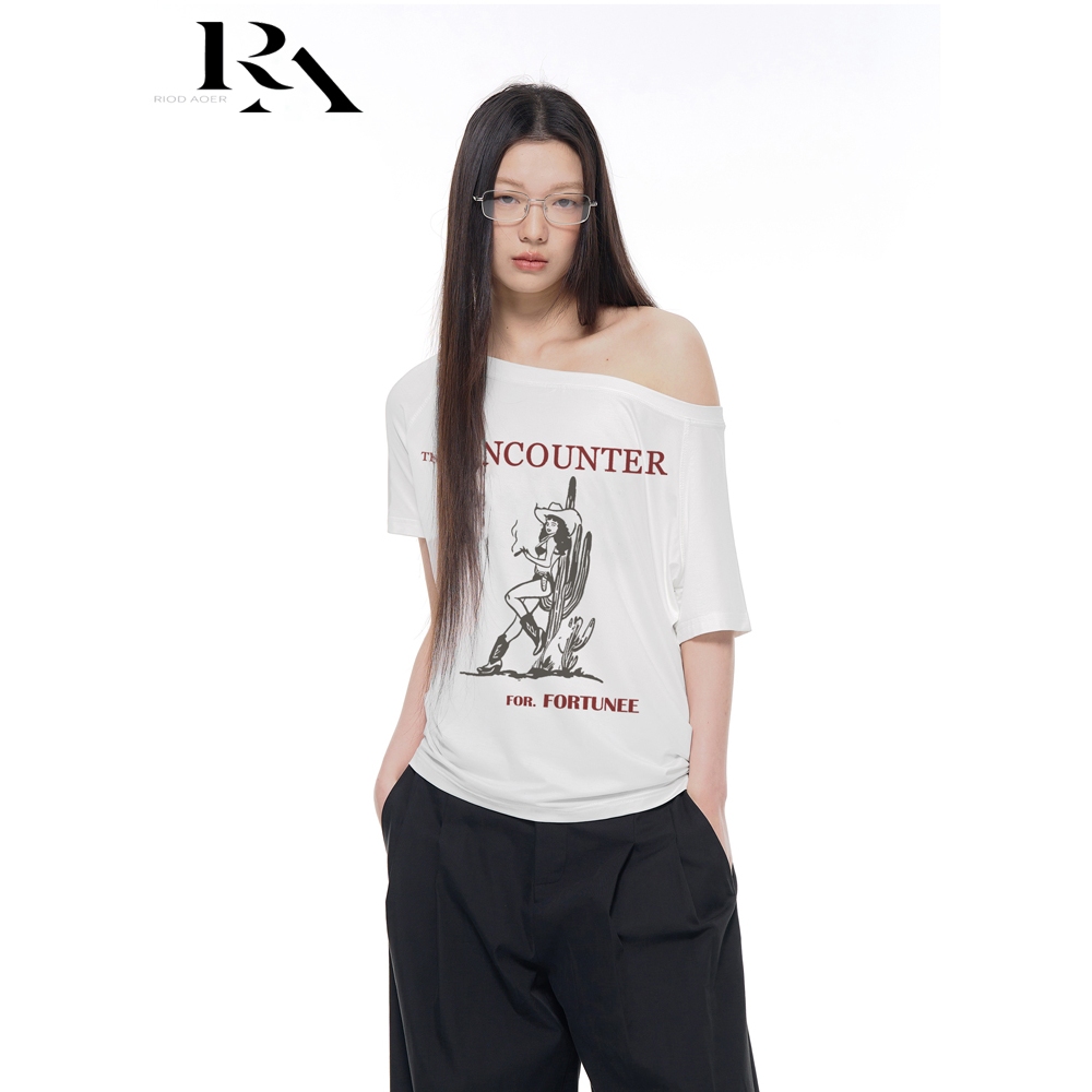 RIOD AOER  baju atasan wanita terbaru korean style lengan pendek off shoulder top kaos wanita off sh