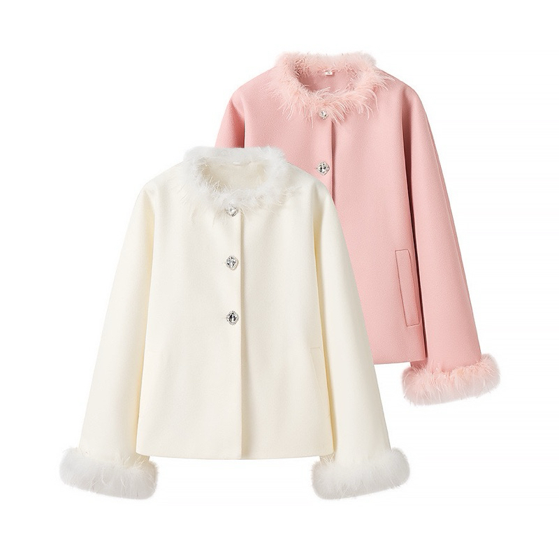 PREMIUM TOP | Blazer winter coat Fur pink white Lengan Panjang Wanita Kekinian