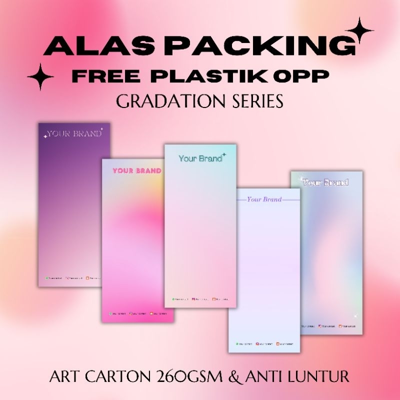 

[FREE PLASTIK] ALAS PACKING GRADATION SERIES ART CARTON 260gsm | Packaging untuk Strap Phone Kalung Souvenir Ukuran 5x12 6x16 6x20 7x16 7x20 8x12 8x16