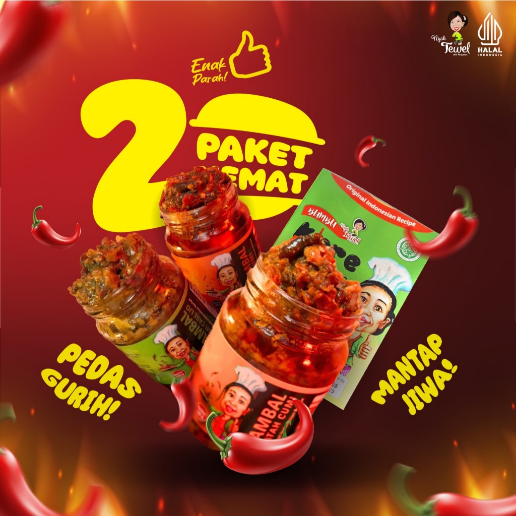 

NYAH TEWEL - Paket Cumian Sambal Cumi Cabe Ijo,Cumi,Matah Cumi, Bumbu Kare Khas Nusantara Indonesia