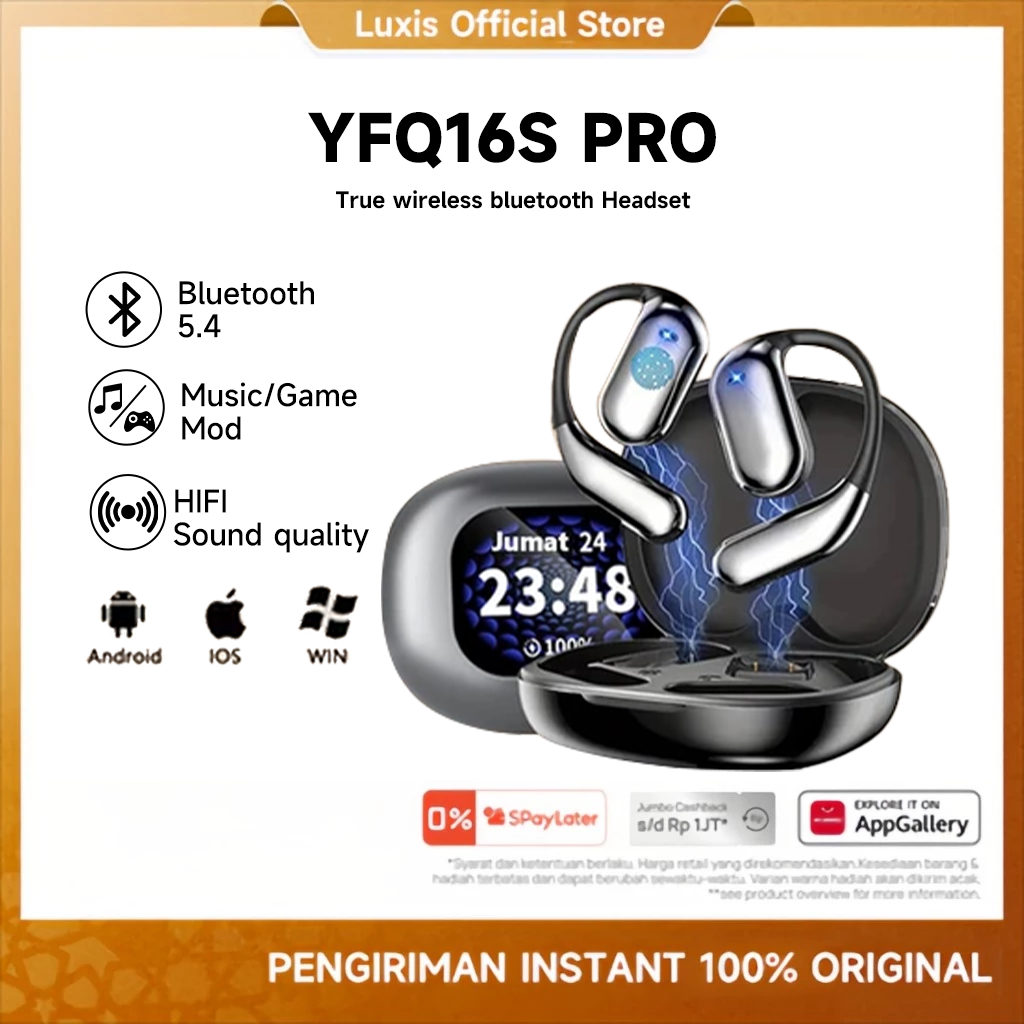 【Luxis】 Air YF Q16s Pro Tws Smart Touch Screen Noise Reduction Bluetooth Headset IpX5 Waterproof Blu