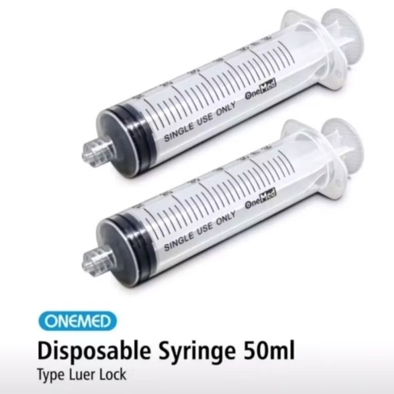 OneMed Syringe 50ml 20ml Luer Lock  Without Needle Spuit OneMed Tanpa Jarum Lubang tengah
