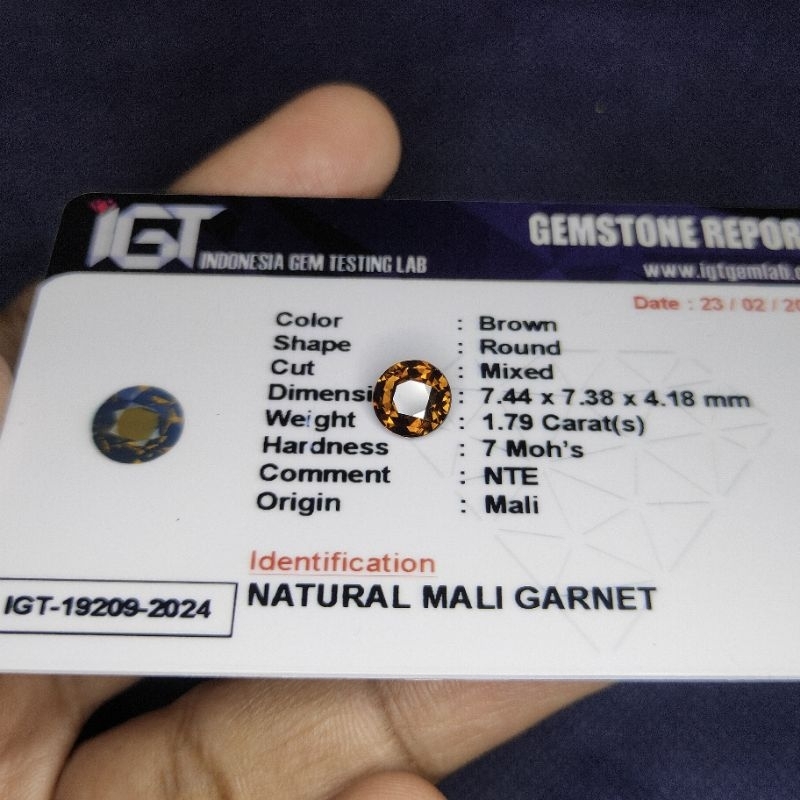 NATURAL MALI GARNET MEMO IGT LAB 19209