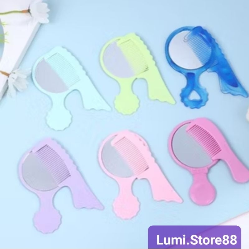 (Perset) Cermin + Sisir Gagang Kecil