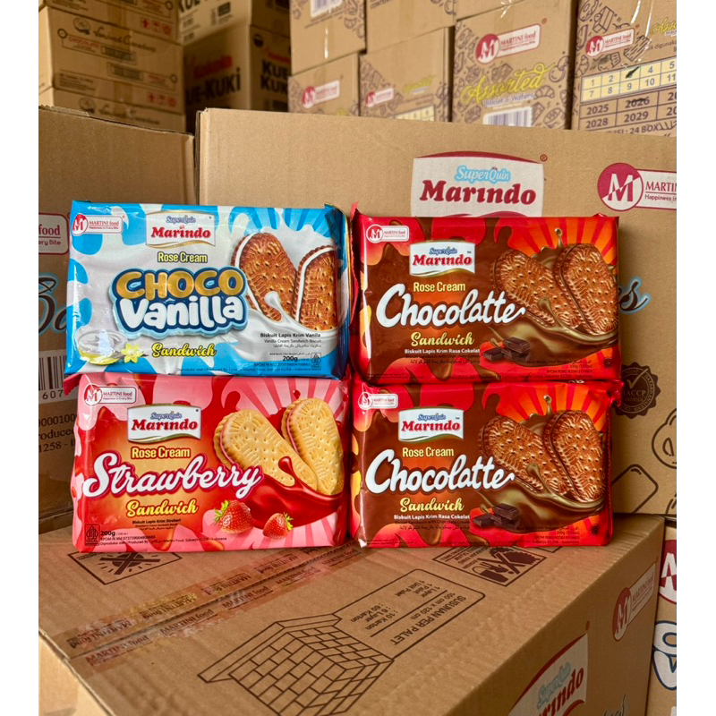 

Marindo Rose cream sandwich 200gr 1 karton isi 21pcs
