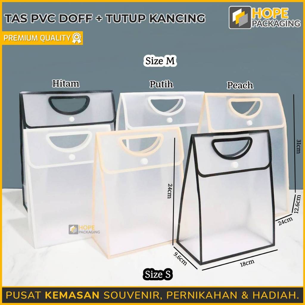 Tas Mika + Tutup Kancing / Goodie Bag Doff Transparan / Tas Hampers Ultah / Tas Bingkisan / Tas Doff