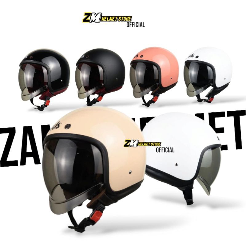 Helm MDS MAGNUM Solid Retro Half face kekinian SNI Alv Nemo Hijab friendly