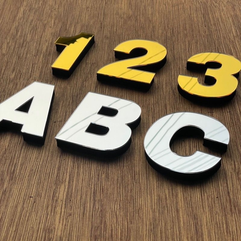 huruf timbul akrilik gold miror silver miror + spon eva | AKRILIK CILEGON