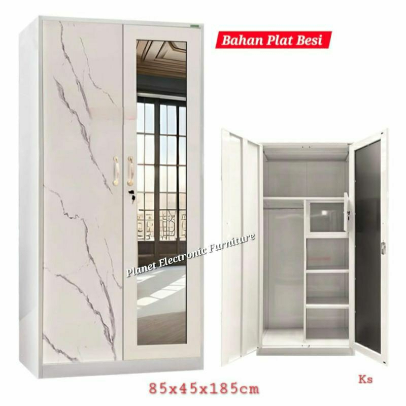Lemari Pakaian Plat Besi Pintu Swing 85cm, Lemari Anti Rayap, Lemari Tahan Banjir, Lemari Baju, Lema