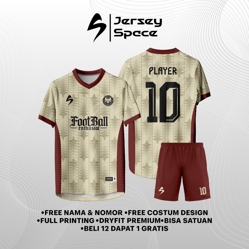 JS17 - Jersey Costum Futsal Full Printing Free Design Costum Logo Nama Nomor Jersey Baju Futsal / Se