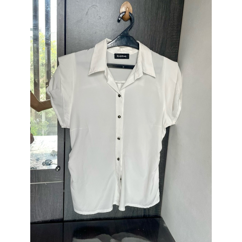 Curvy White Sheer Blouse Shirt Top Kemeja Putih Semi Formal