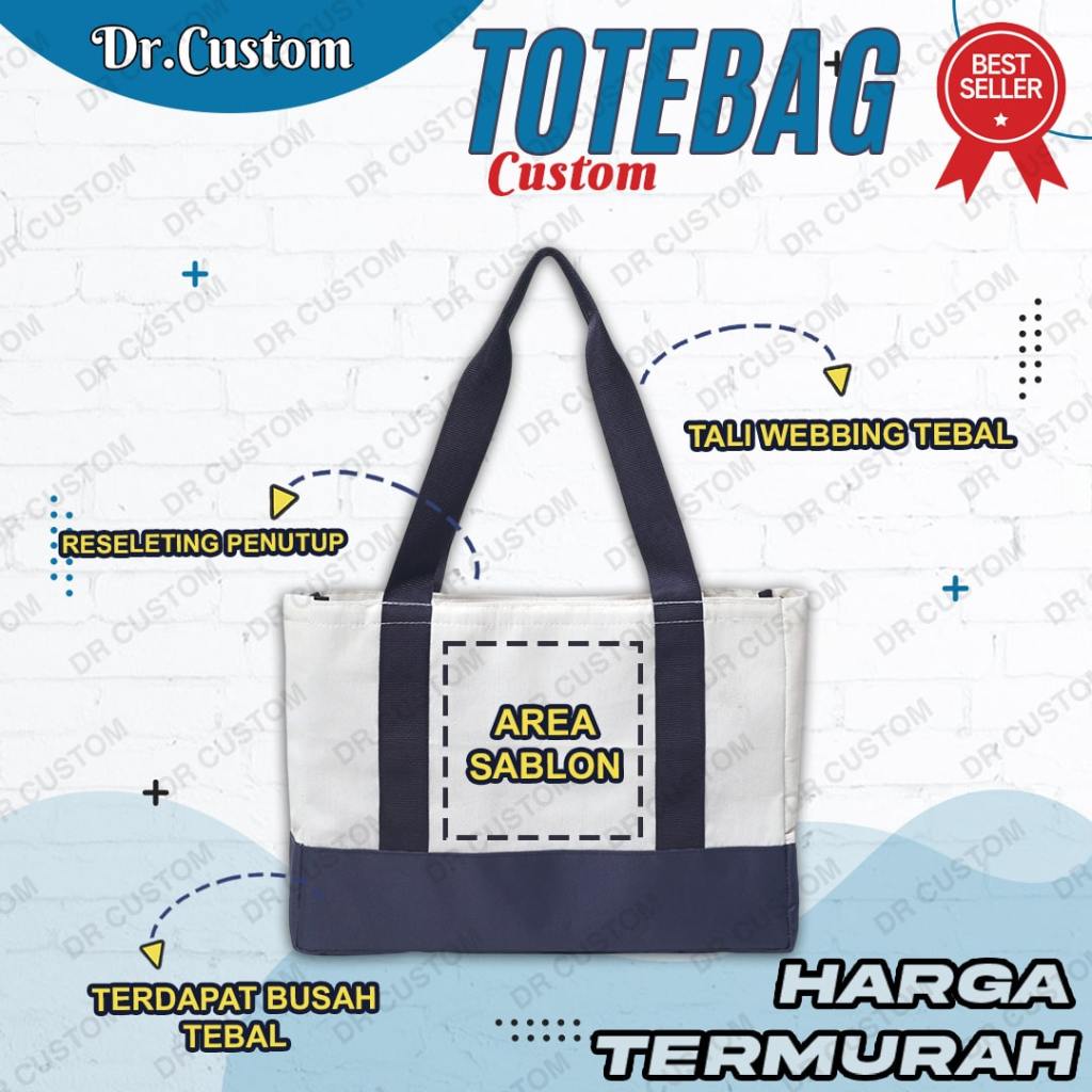 Terlaris-Totebag Kanvas Twill Tebal-Custom Totebag-Sovenir Totebag Seminar-Tas Kanvas Polos