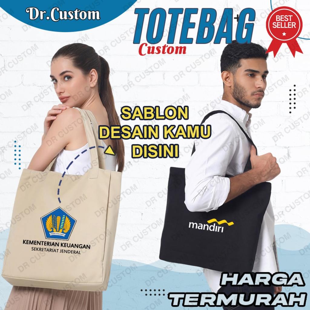 Totebag Kanvas Twill Polos-Sovenir Tas Kanvas-Totebag Seminar-Sablon Totebag