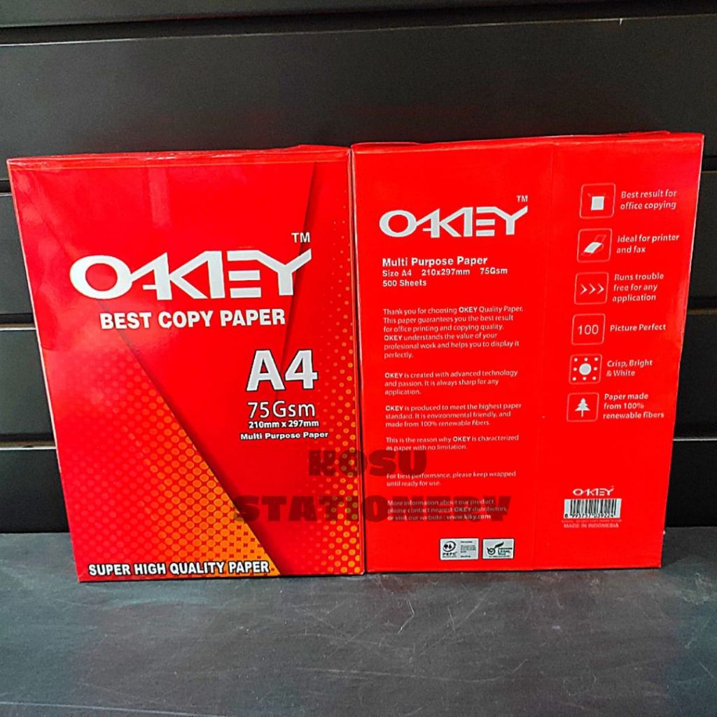

KERTAS FOTOCOPY HVS OKEY 75gsm A4