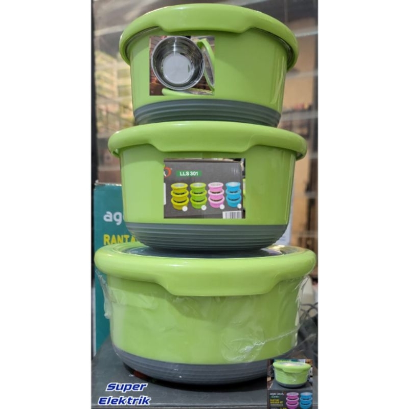 Rantang Makanan Set Age Lock LLS 301 dengan 3 ukuran Rantang