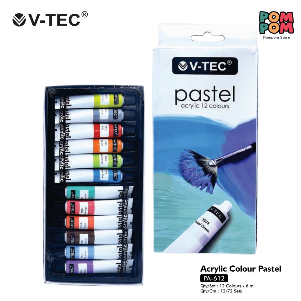 

Acrylic Pastel 12 Colours V-Tec Cat Akrilik12 Warna Pastel V-tec PA-612