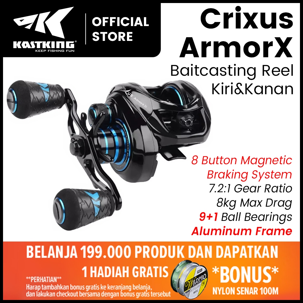 [OFFICIAL] KastKing Crixus ArmorX Reel Pancing Baitcasting, BC Reel Gulungan Pancing 8 Button Magnet