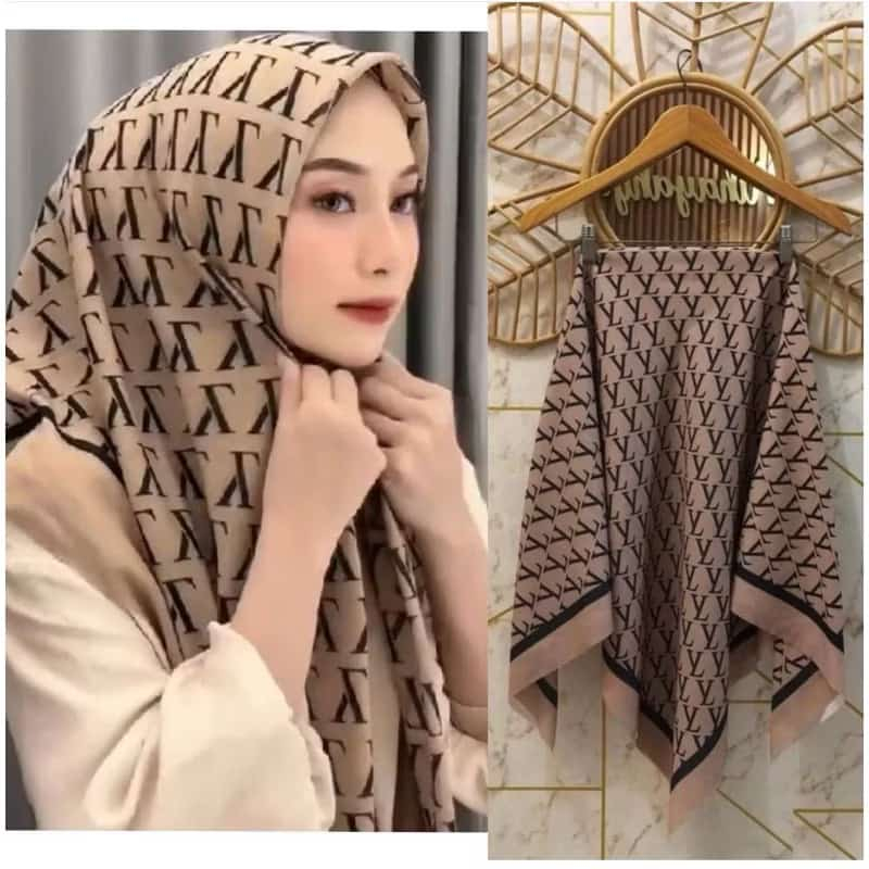 Hijab Segi Empat Motif Bunga Terbaru Voal Premium Original Azara Umama Square Scarf Jilbab Sport Ker