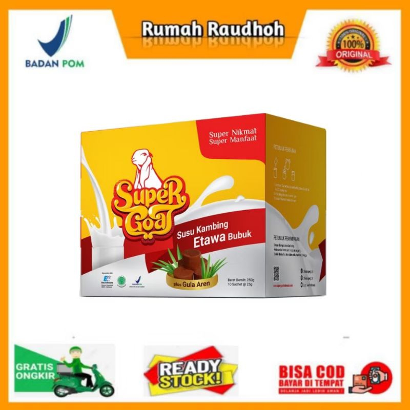 

SUPER GOAT 1 BOX ISI 10 SACHET - SUSU KAMBING ETAWA BUBUK GULA AREN