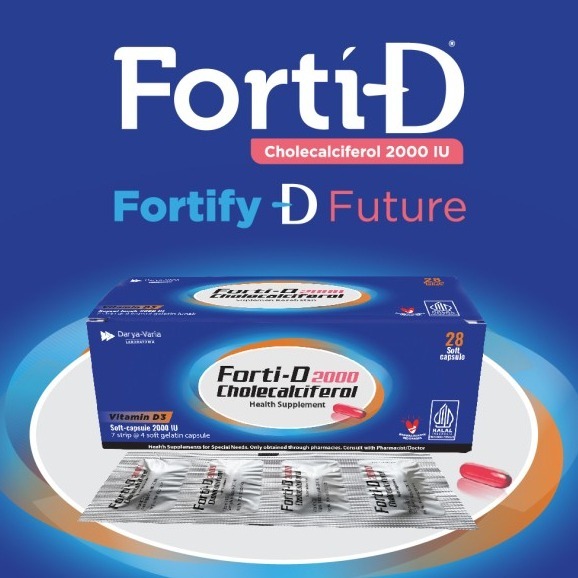 FORTI-D VITAMIN D3 1000 IU ISI 4 KAPSUL LUNAK HALAL BPOM - SUPLEMEN KESEHATAN MEMENUHI KEBUTUHAN VIT