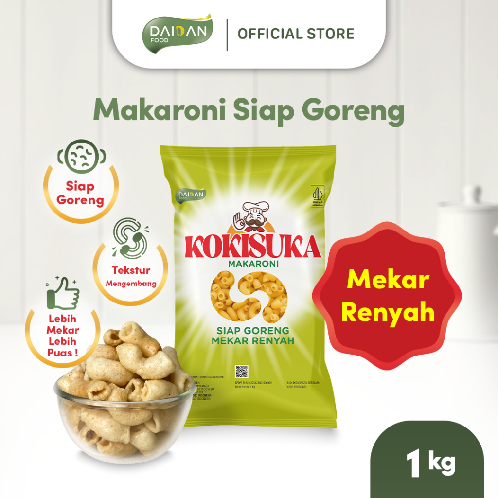 

Kokisuka Makaroni Mentah Siap Goreng Mekar Renyah 1 kg