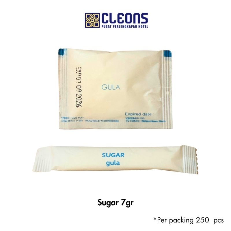 

[CLEONS] GULA PUTIH STICK SACHET/WHITE SUGAR 7GR COCOK HOTEL/RESTORAN/CAFE/DLL ISI 250 PCS