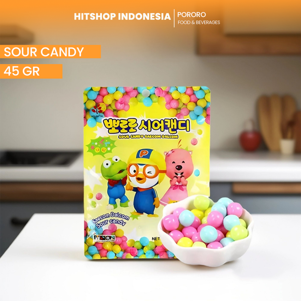 

[PORORO] Sour Candy - Permen Asam Rasa Buah 45g / Hitshop