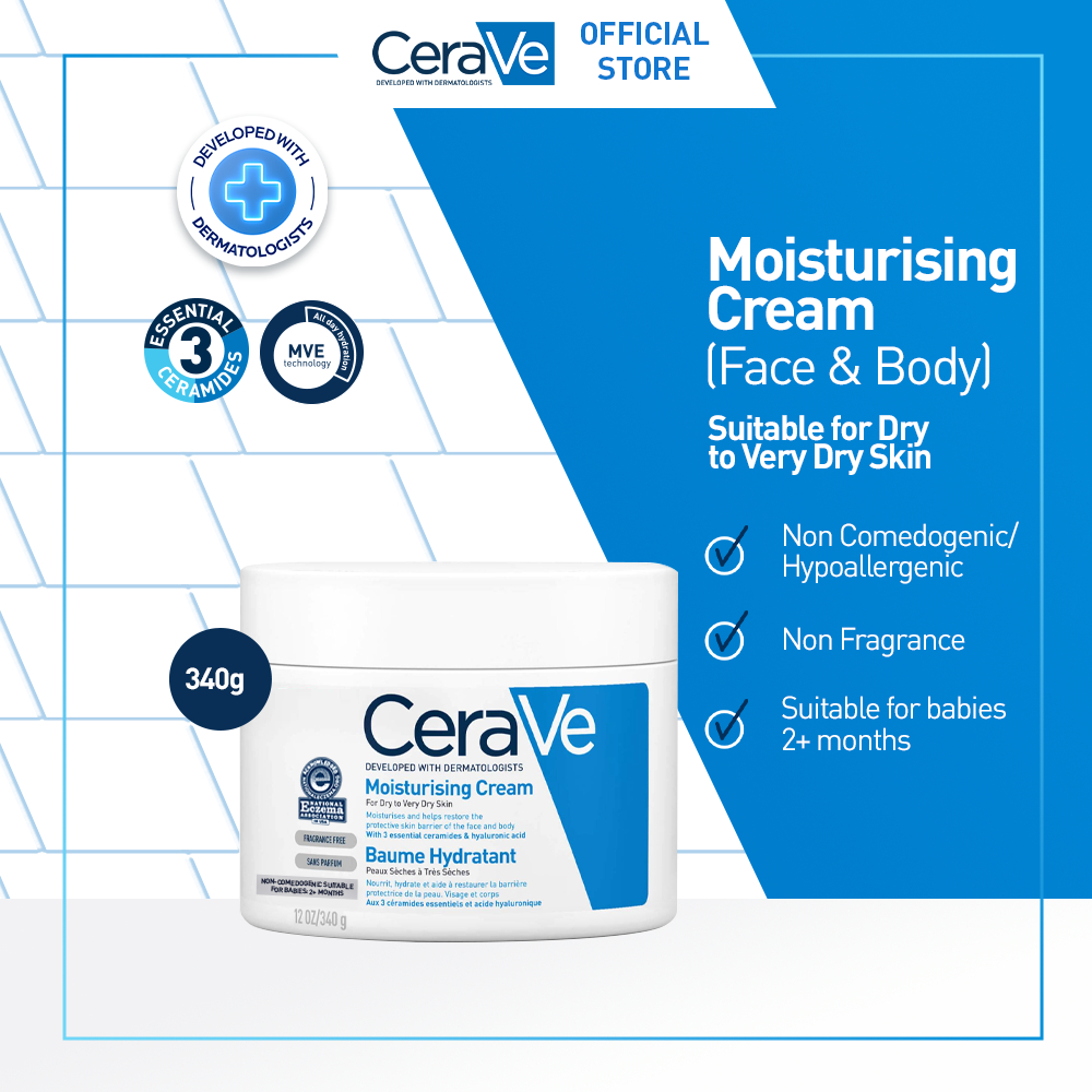 CeraVe Moisturising Cream 340g - Skin Barrier Repair Moisturizer with Ceramide for Dry to Very Dry S