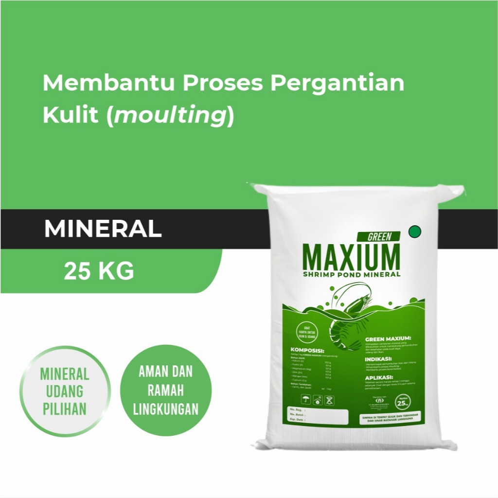 

Mineral untuk udang MAXIUM GREEN SHRIMP POND MINERAL 10 KG