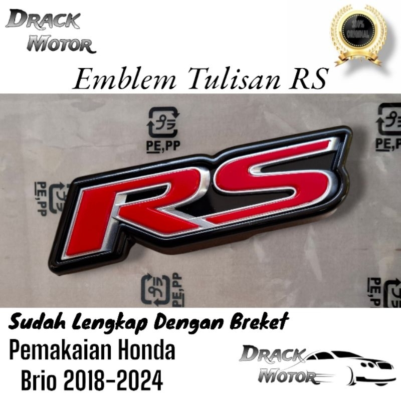 Emblem Tulisan RS Original Honda Brio // Emblem Tulisan RS Lengkap Dengan Breket Original Honda Brio