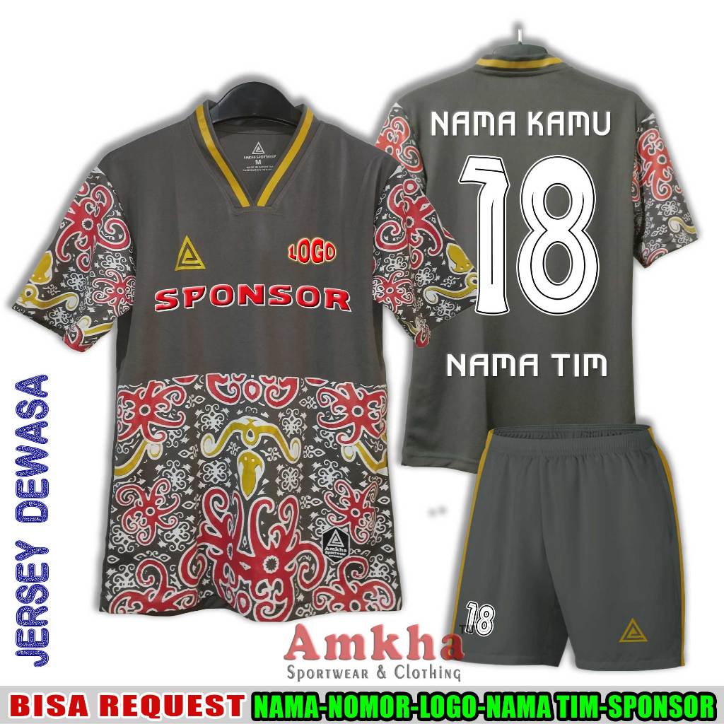 Setelan Baju Bola Jersey Futsal Badminton Pria Dewasa Bisa Sablon Nama Sendiri Queen Amkha Company