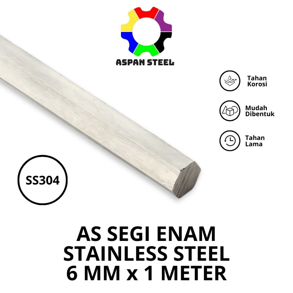 As segi enam 6mm stainless steel 304