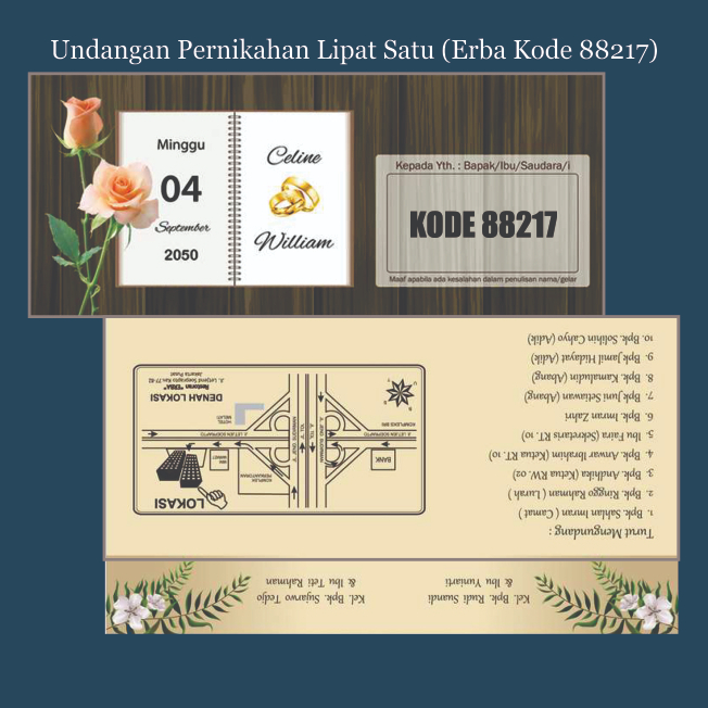 

UNDANGAN PERNIKAHAN/CETAK UNDANGAN PERNIKAHAN/KODE 88217_MODEL LIPAT 1_BISA PESAN 5 PCS