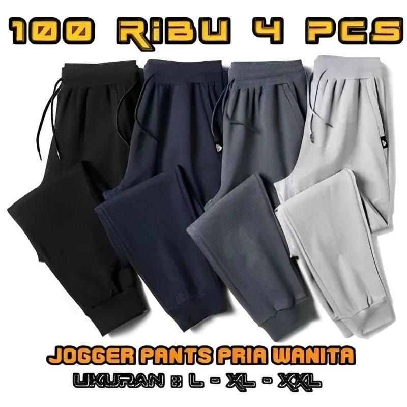 (PROMO HEMAT 4 PCS 100 RIBU ) CELANA JOGGER TRAINING OLAHRAGA PRIA WANITA