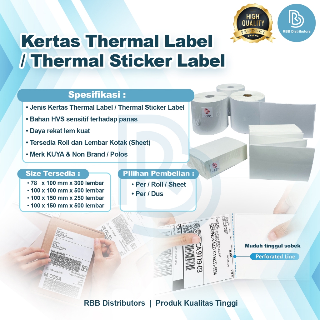 

RK Kertas Thermal 100x150 Sticker Label Kertas Resi ISI 500 pcs