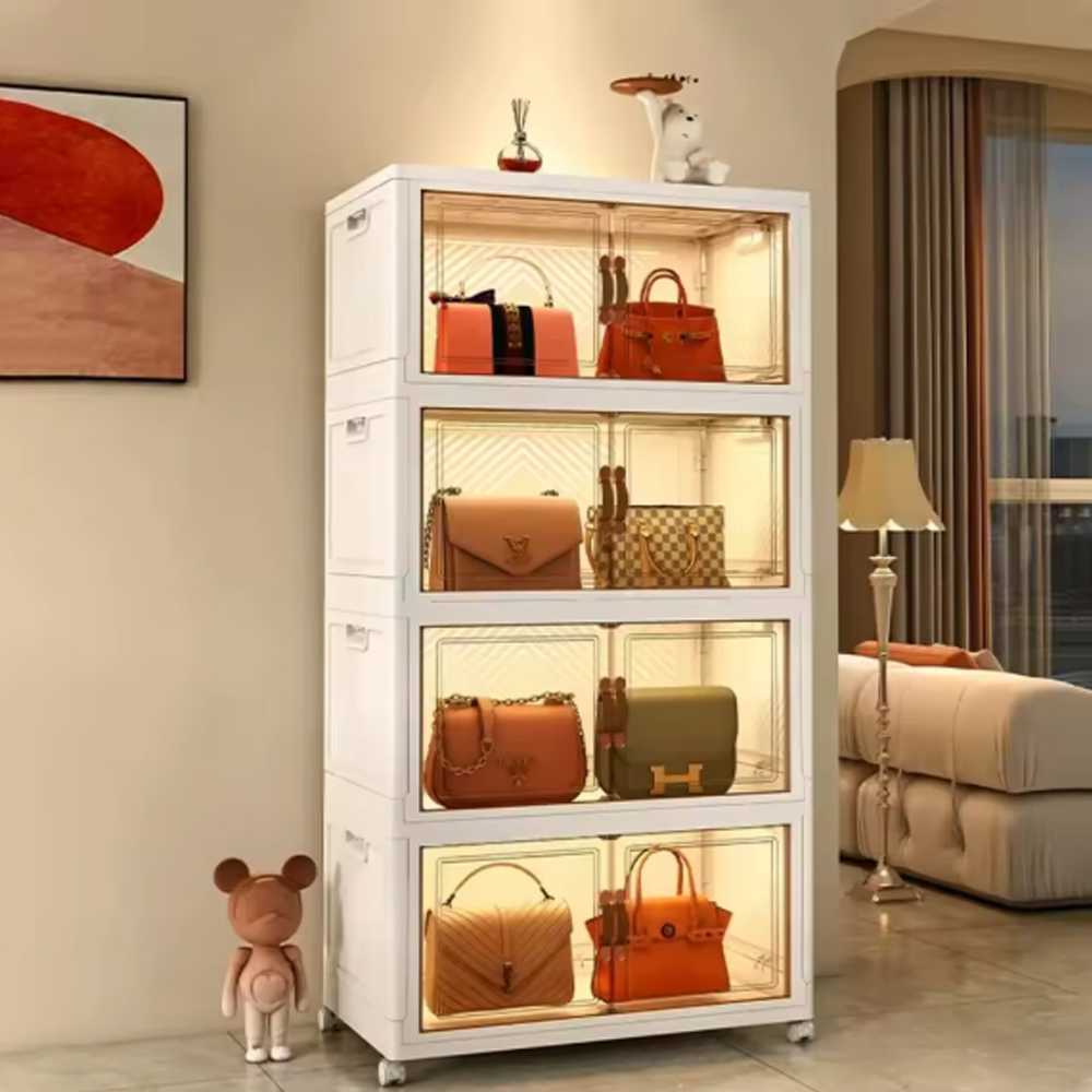 Lemari Plastik/Susun Loker Plastik/Storage Box/Kotak Penyimpanan/Rol Dapat Digerakkan Lemari Tas Min