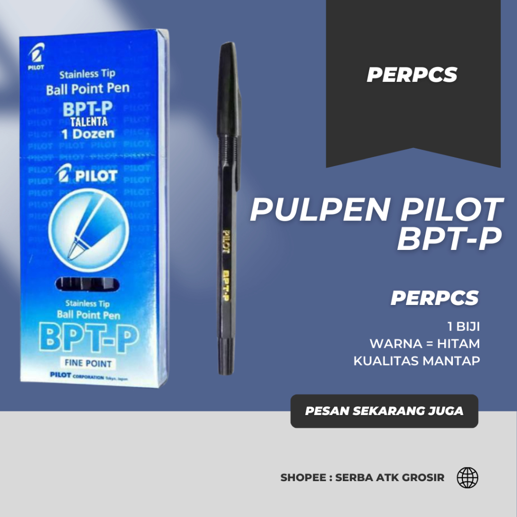 

Pulpen Pilot Ball Point Pen Stainless Tip Tinta Hitam dan Biru - SATUAN