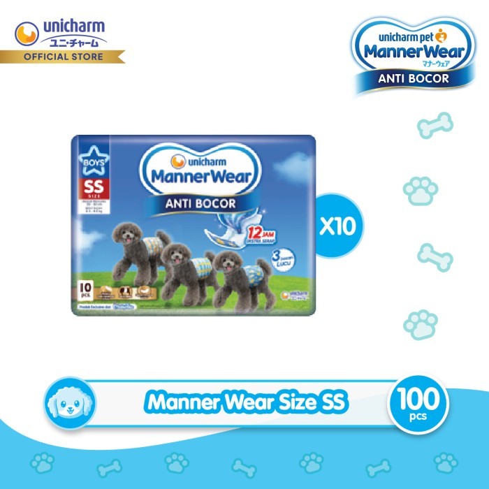 Unicharm Pet - Manner Wear Boy SS 10 - Popok Anjing - 10 Packs