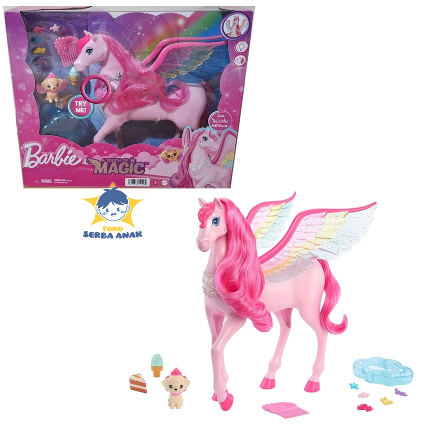 Barbie A Touch of Magic Pegasus and Accessories ORIGINAL Mattel Boneka Kuda Unicorn Ada Lampu Suara
